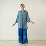 Bon Bon Hand Embroidered Elevated Shantoon Coord Set - Electric Blue & Lime