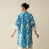 Lovey Dovey Elevated Cotton Slub Kurta - Blue Lagoon