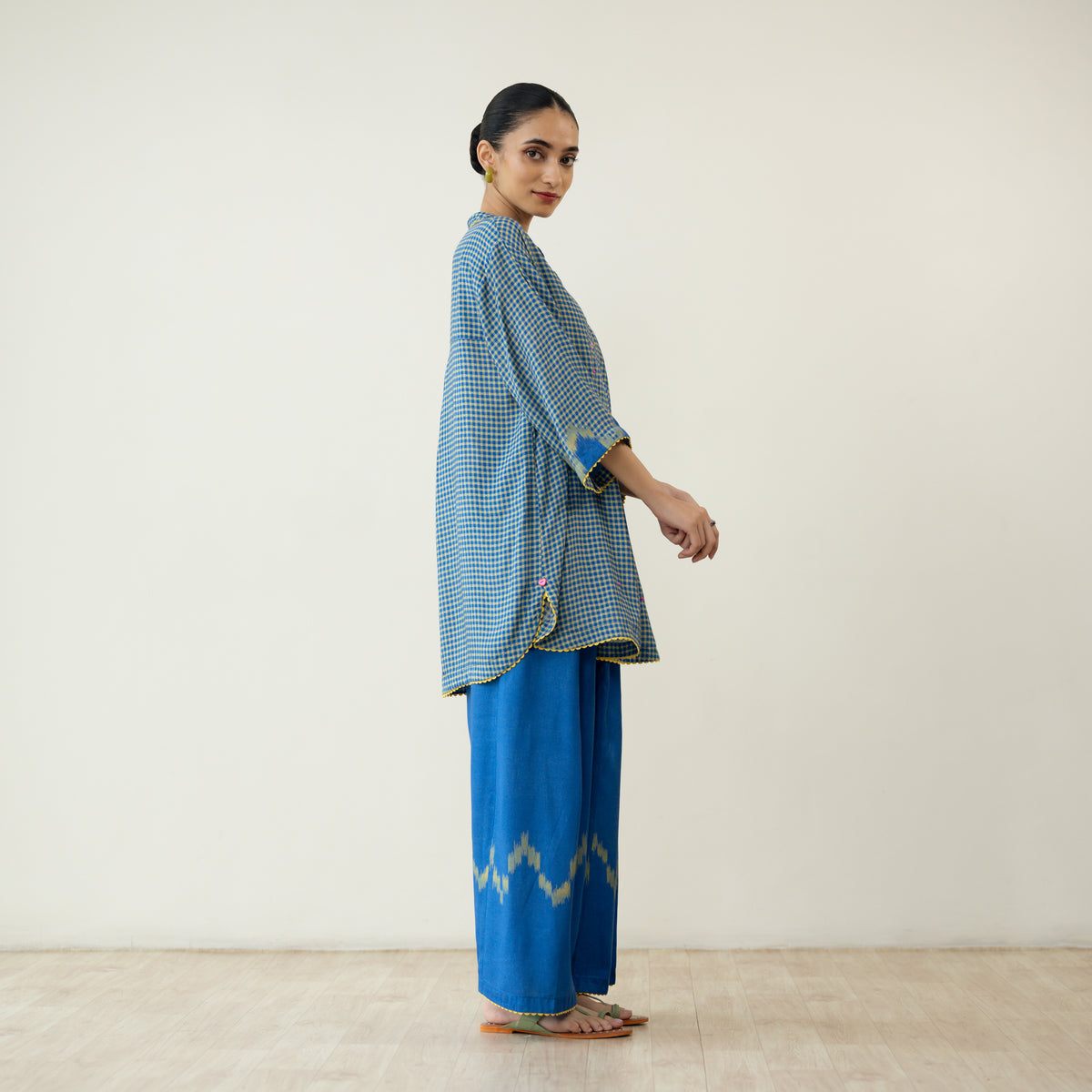Bon Bon Hand Embroidered Elevated Shantoon Coord Set - Electric Blue & Lime
