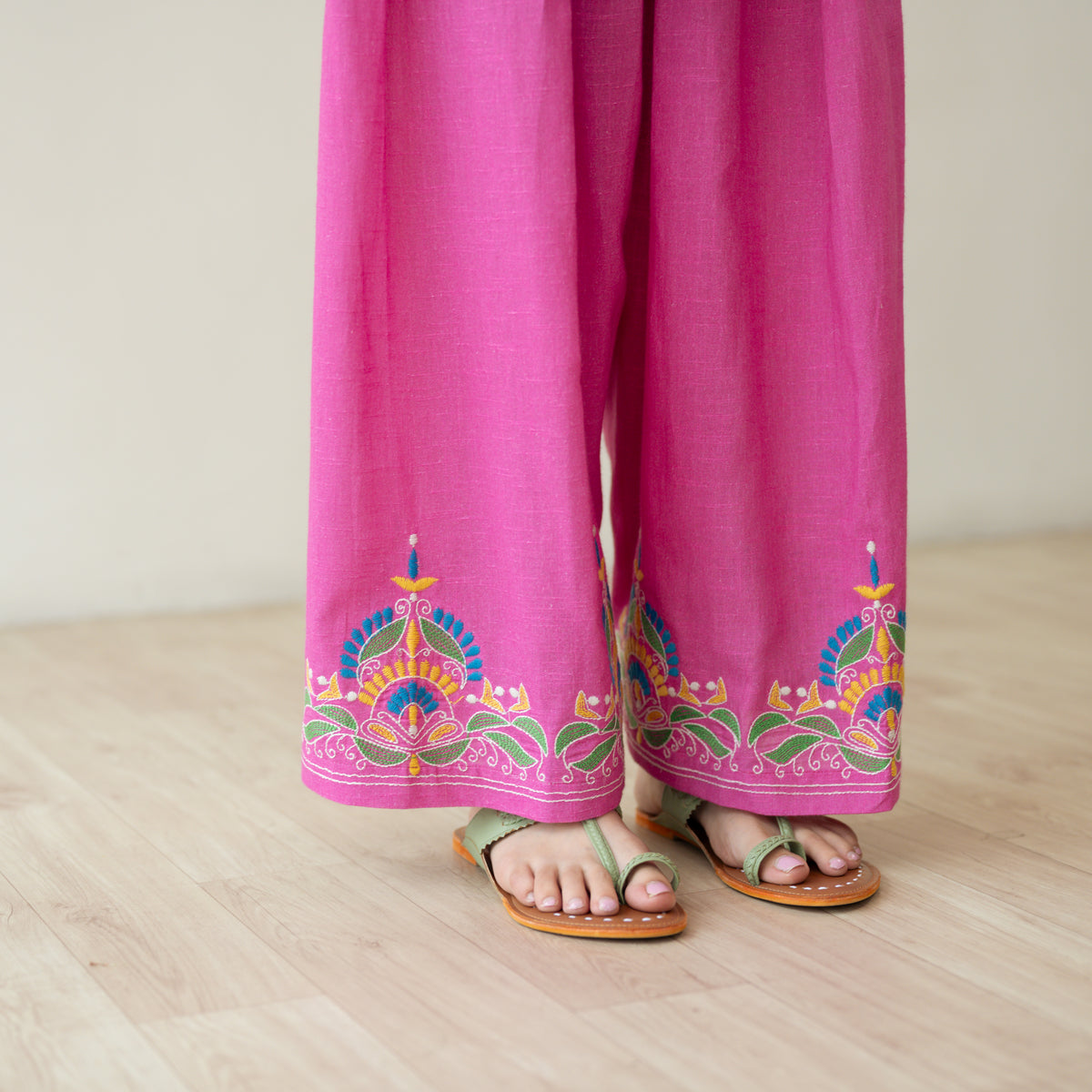 Tutti Frutti Embroidered Elevated Cotton Slub Coord Set - Multicolour