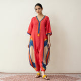 Nomad Statement Cotton Slub Jumpsuit - Tomato Red