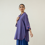 Bon Bon Hand Embroidered Elevated Shantoon Tunic - Indigo & Berry
