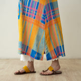 Ambi Patchwork Cotton Slub Kurta - Yellow & Blue