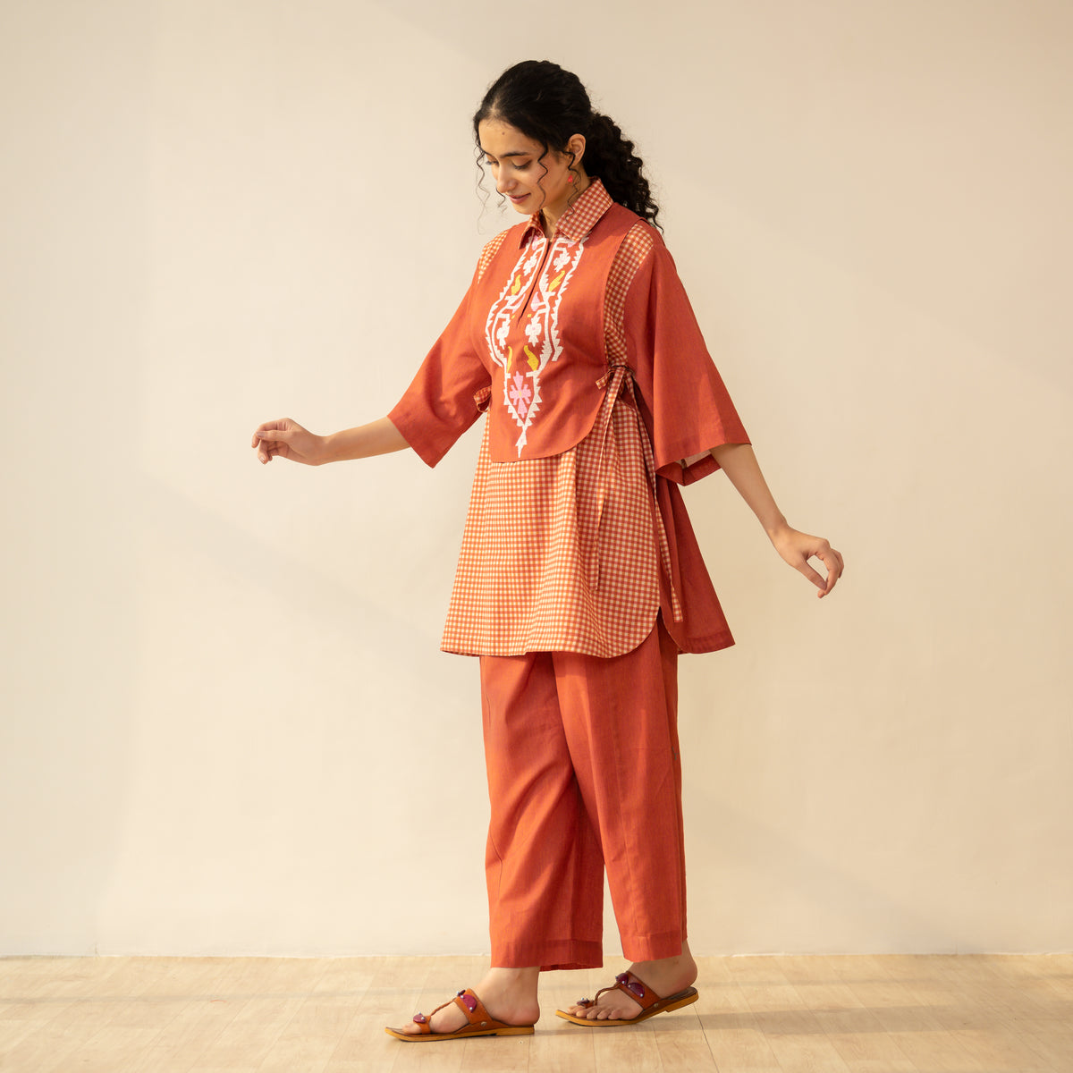 Knot So Basic 3 Piece Cotton Flex Coord Set - Rust