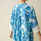 Lovey Dovey Elevated Cotton Slub Kurta - Blue Lagoon