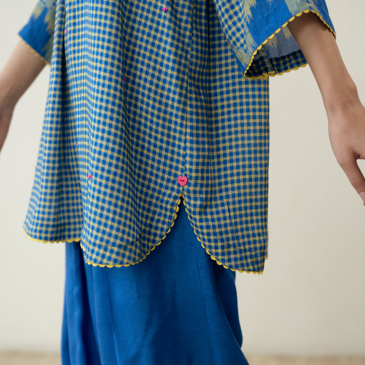 Bon Bon Hand Embroidered Elevated Shantoon Coord Set - Electric Blue & Lime