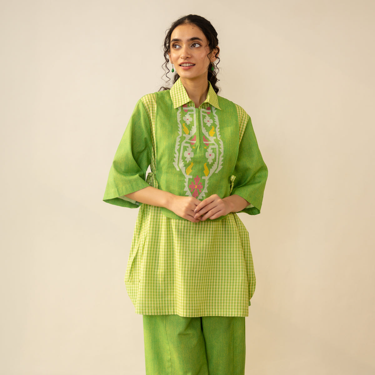 Knot So Basic 3 Piece Cotton Flex Coord Set - Parrot Green