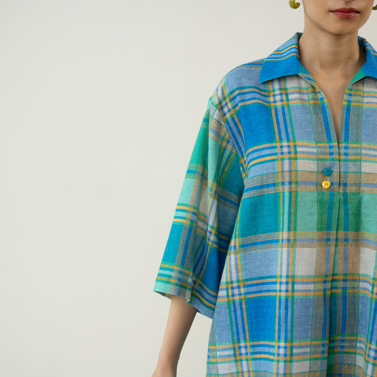 Lemon Drop Embroidered Elevated Cotton Slub Tunic - Multicolour