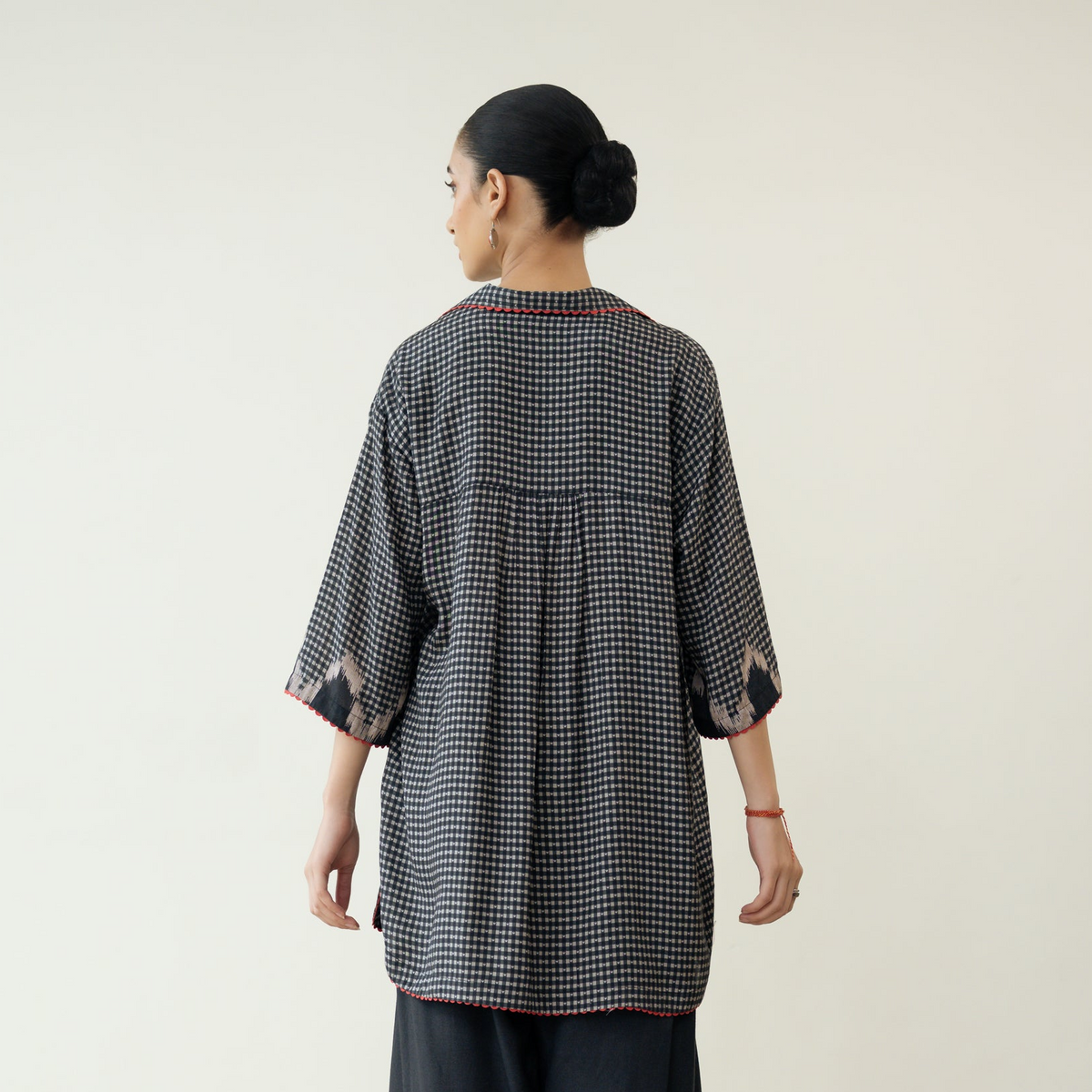 Bon Bon Hand Embroidered Elevated Shantoon Tunic - Charcoal