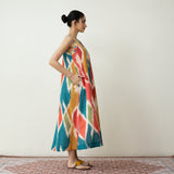 Aura Embroidered Cotton Slub Dress - Muticolour Beige