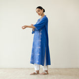 Banno Statement Slub Cotton Kurta - Royal Blue