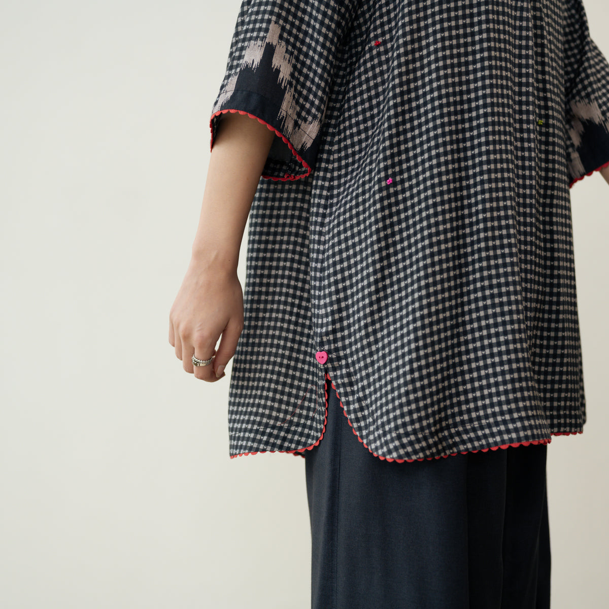 Bon Bon Hand Embroidered Elevated Shantoon Coord Set - Charcoal