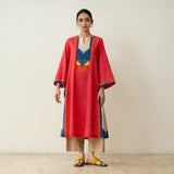 Prism Statement Cotton Slub Kurta - Tomato Red