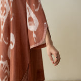 Peppy Paisley Asymmetric Cotton Slub Salwar Set - Mud Brown