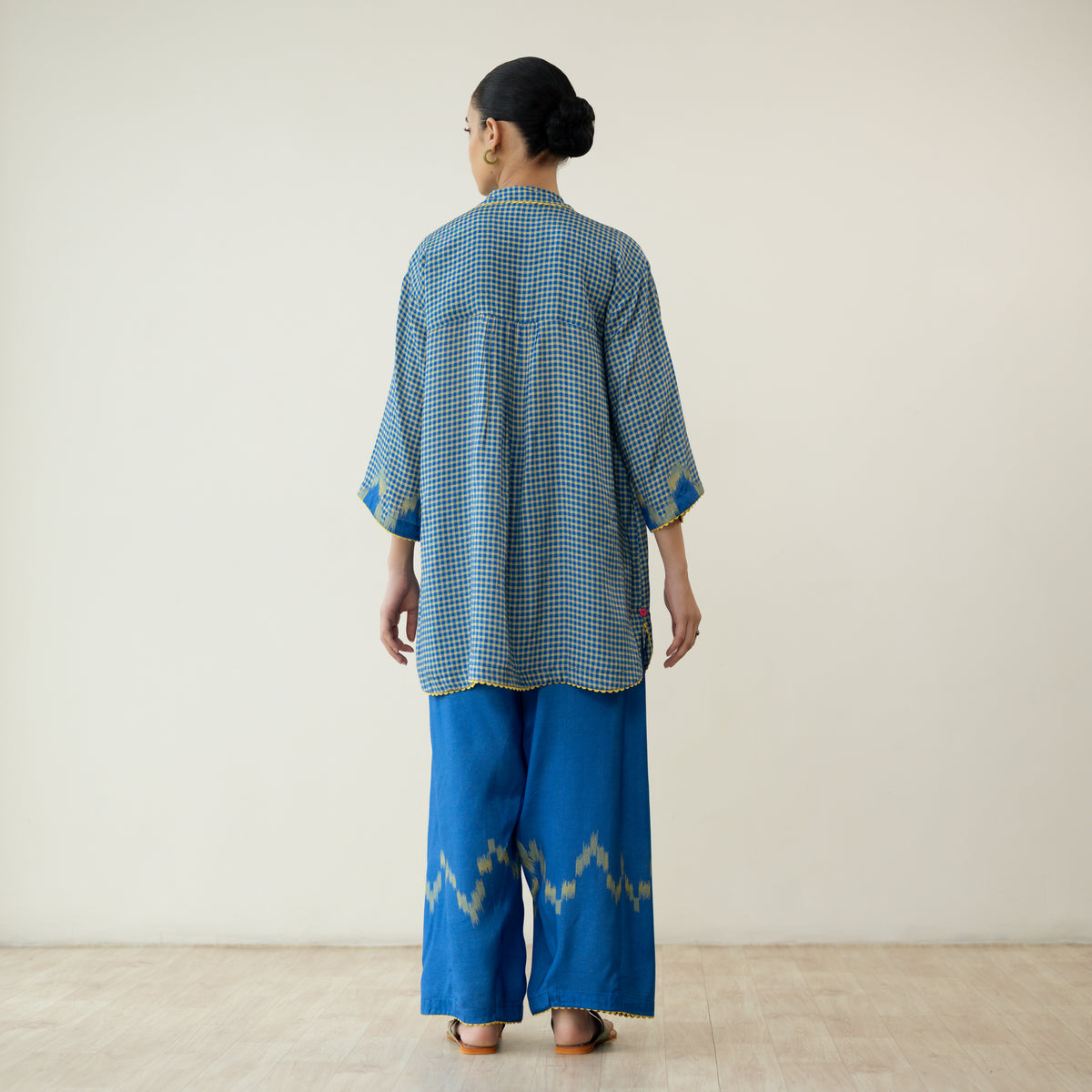 Bon Bon Hand Embroidered Elevated Shantoon Coord Set - Electric Blue & Lime