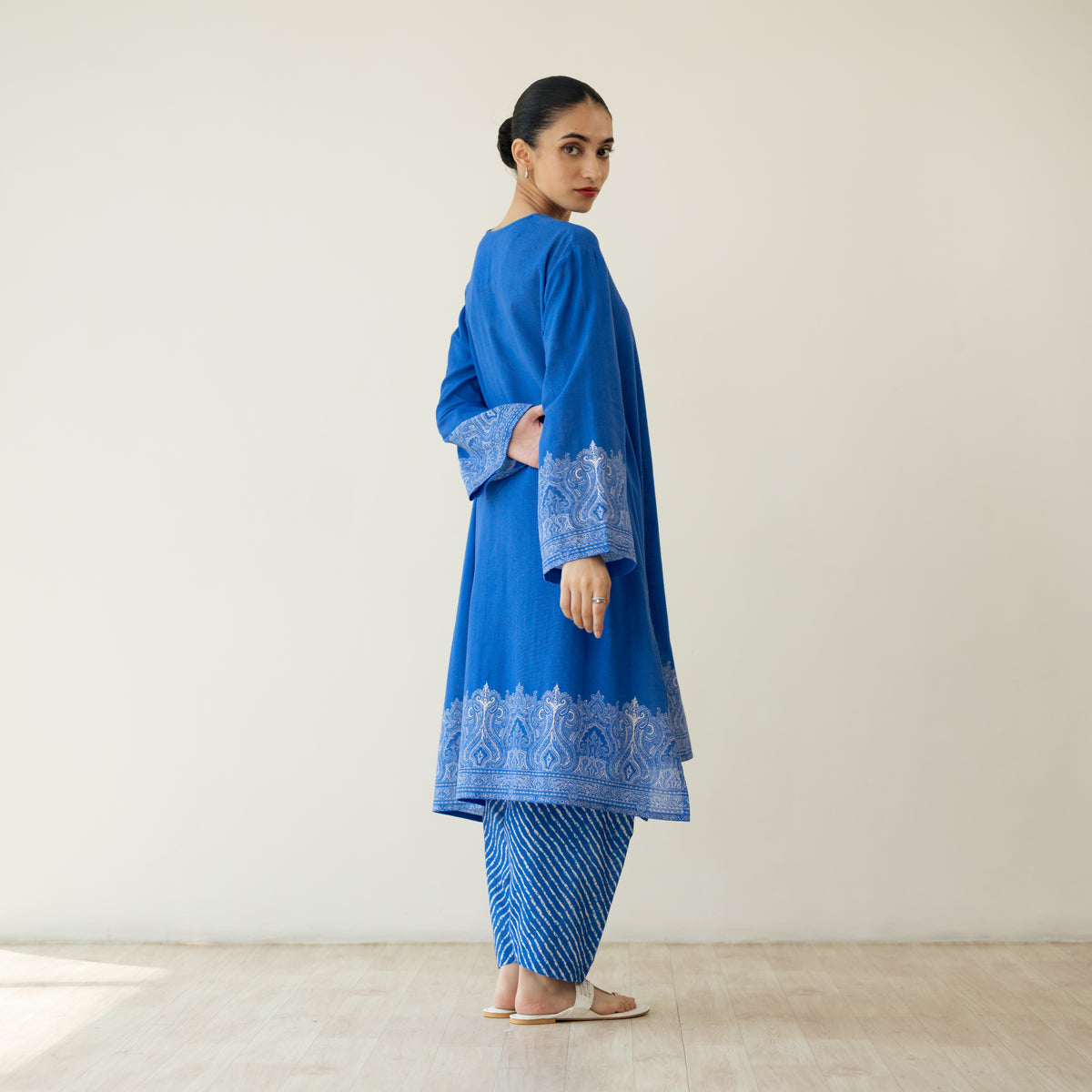 Mastani Elevated Cotton Slub Salwar Set - Royal Blue