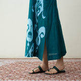 Peppy Paisley Midi Cotton Slub Dress - Teal Green