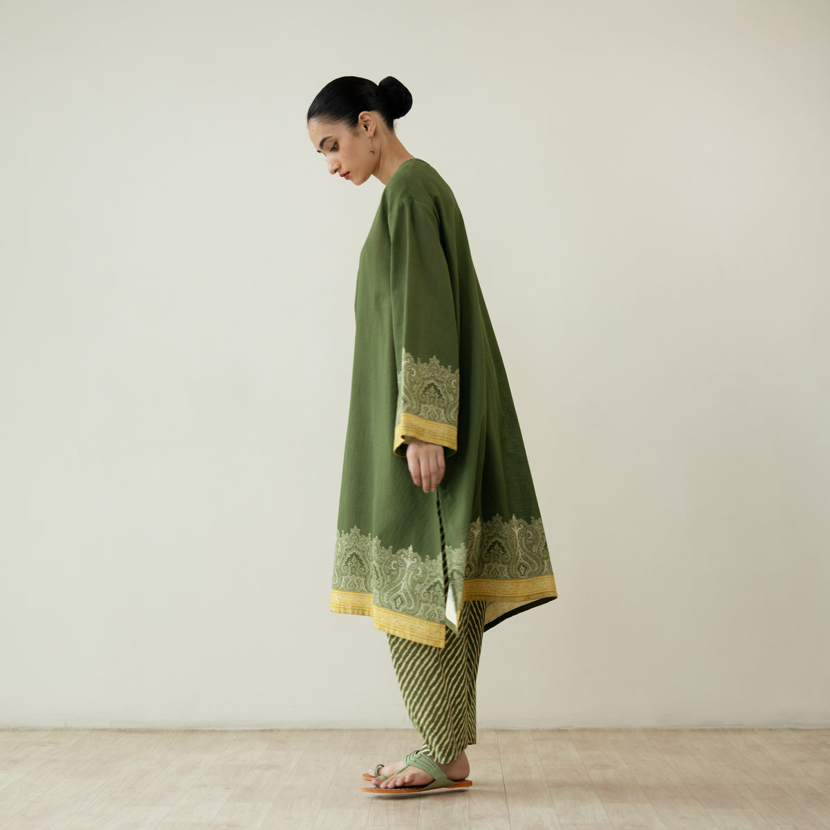Mastani Elevated Cotton Slub Salwar Set - Heena Green