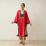 Prism Statement Cotton Slub Kurta - Tomato Red