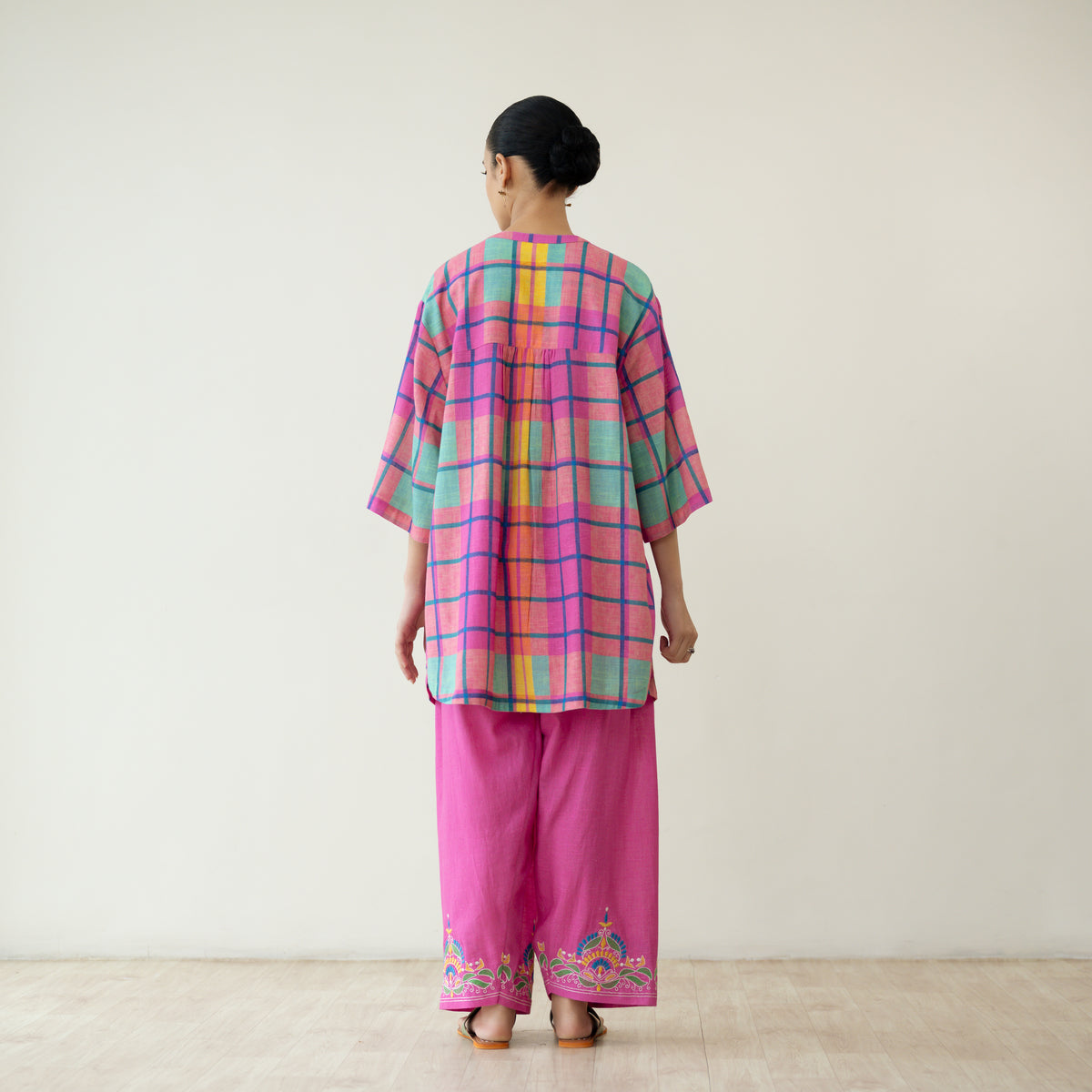 Bubblegum Embroidered Elevated Cotton Slub Coord Set - Multicolour