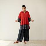 Cherry Pop Elevated Cotton Slub Coord Set - Black & Cherry Red
