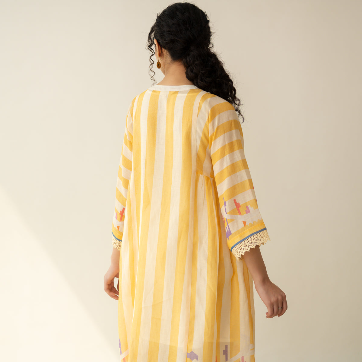 Pretty Flare Chanderi Embroidered Coord Set - Sunshine Yellow