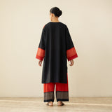 Nakhra Elevated Cotton Slub Coord Set - Red & Black