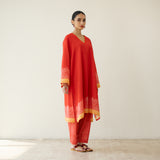 Mastani Elevated Cotton Slub Salwar Set - Sindoori Laal