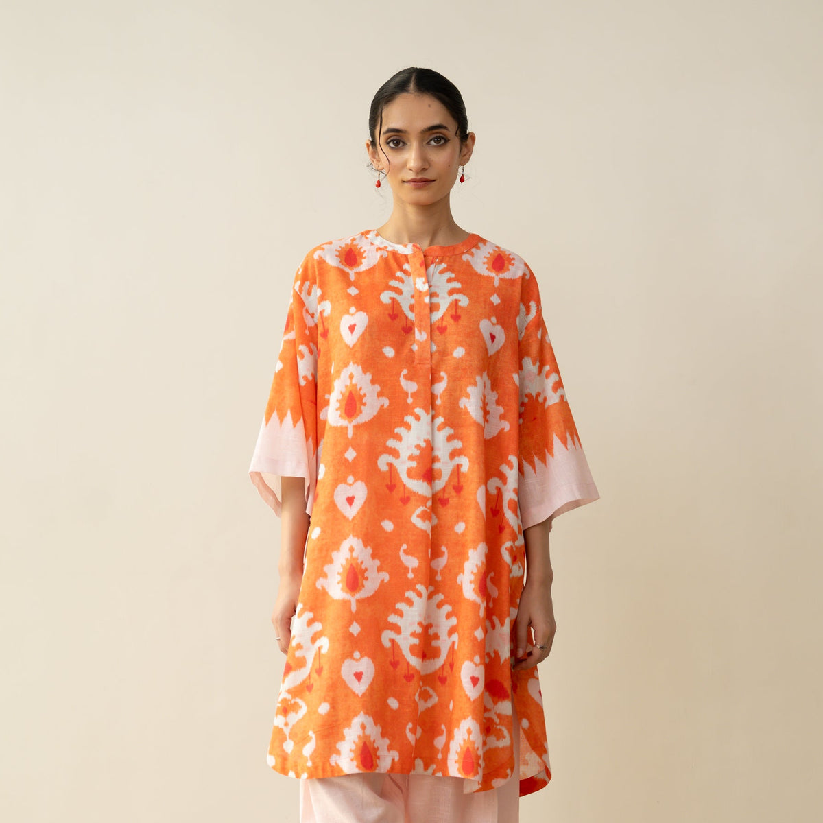 Lovey Dovey Elevated Cotton Slub Kurta - Peachy Peach