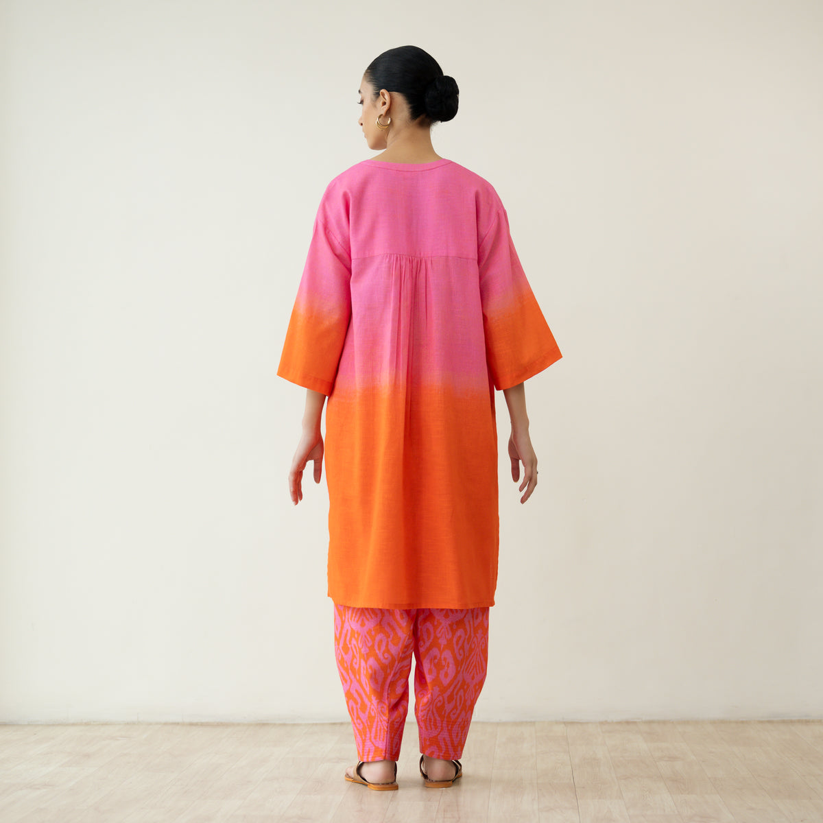 Peach Fizz Elevated Kurta Set - Tangerine & Pink