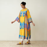 Ambi Patchwork Cotton Slub Kurta - Yellow & Blue