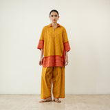 Khatta Meetha Elevated Cotton Slub Coord Set - Turmeric Yellow & Rust