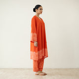 Mastani Elevated Cotton Slub Salwar Set - Tangerine