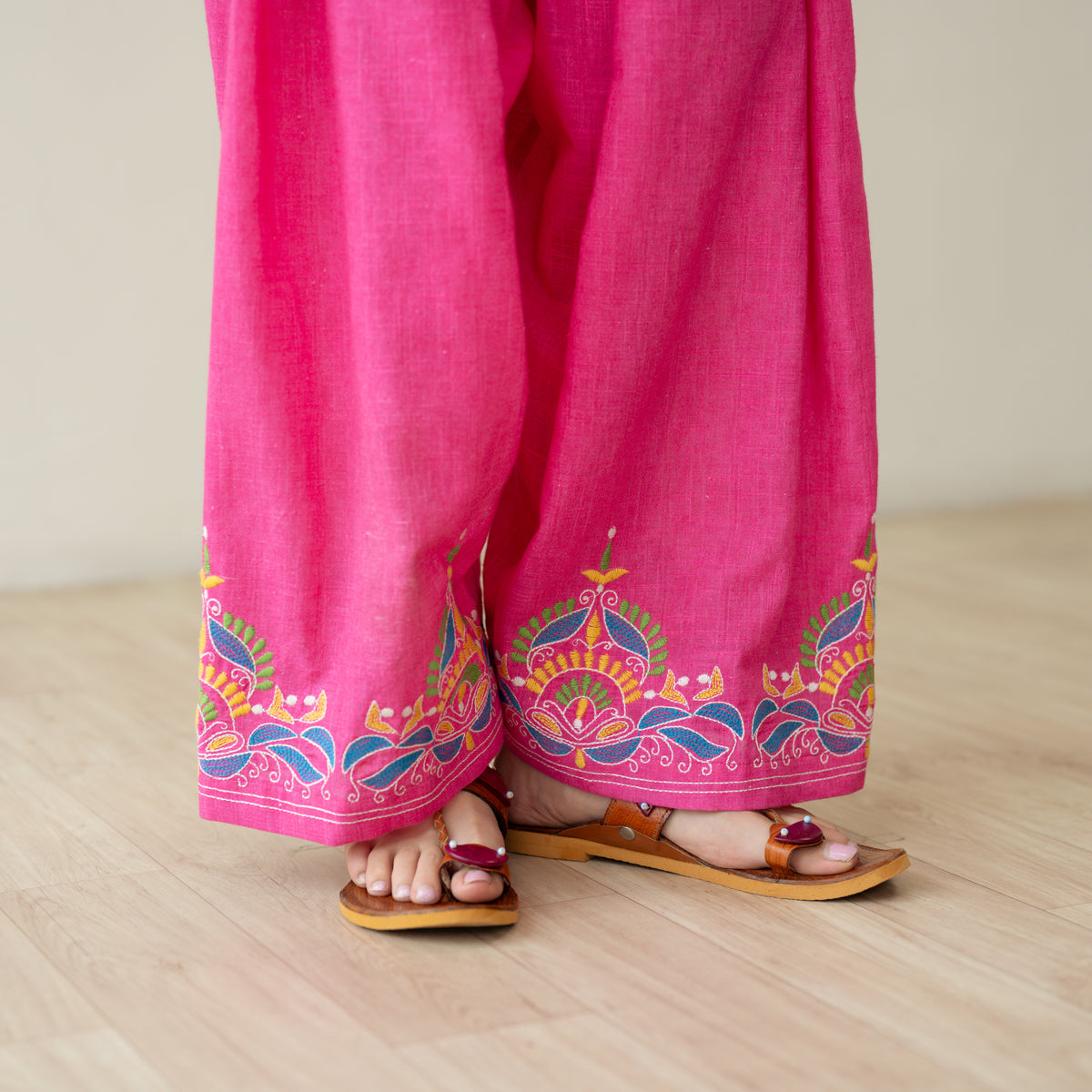 Tutti Frutti Embroidered Elevated Cotton Slub Coord Set - Multicolour