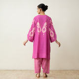 Peppy Paisley Asymmetric Cotton Slub Salwar Set - Dusty Pink
