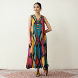 Aura Embroidered Cotton Slub Dress - Multicolour Black