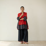 Cherry Pop Elevated Cotton Slub Coord Set - Black & Cherry Red