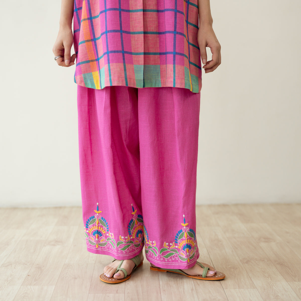 Tutti Frutti Embroidered Elevated Cotton Slub Coord Set - Multicolour