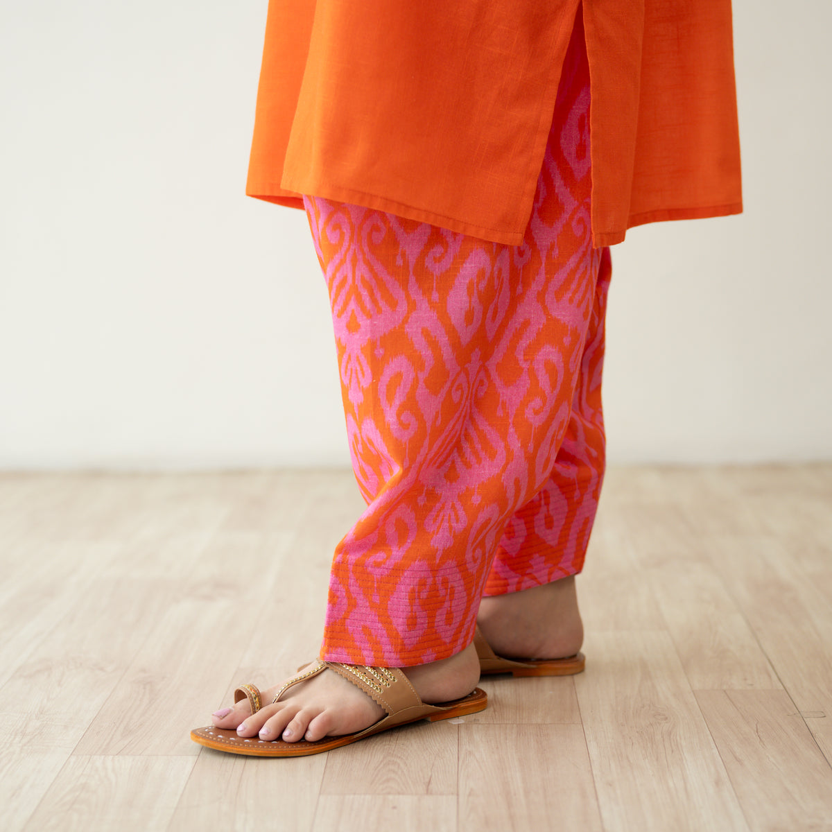 Peach Fizz Elevated Kurta Set - Tangerine & Pink