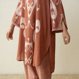 Peppy Paisley Asymmetric Cotton Slub Salwar Set - Mud Brown