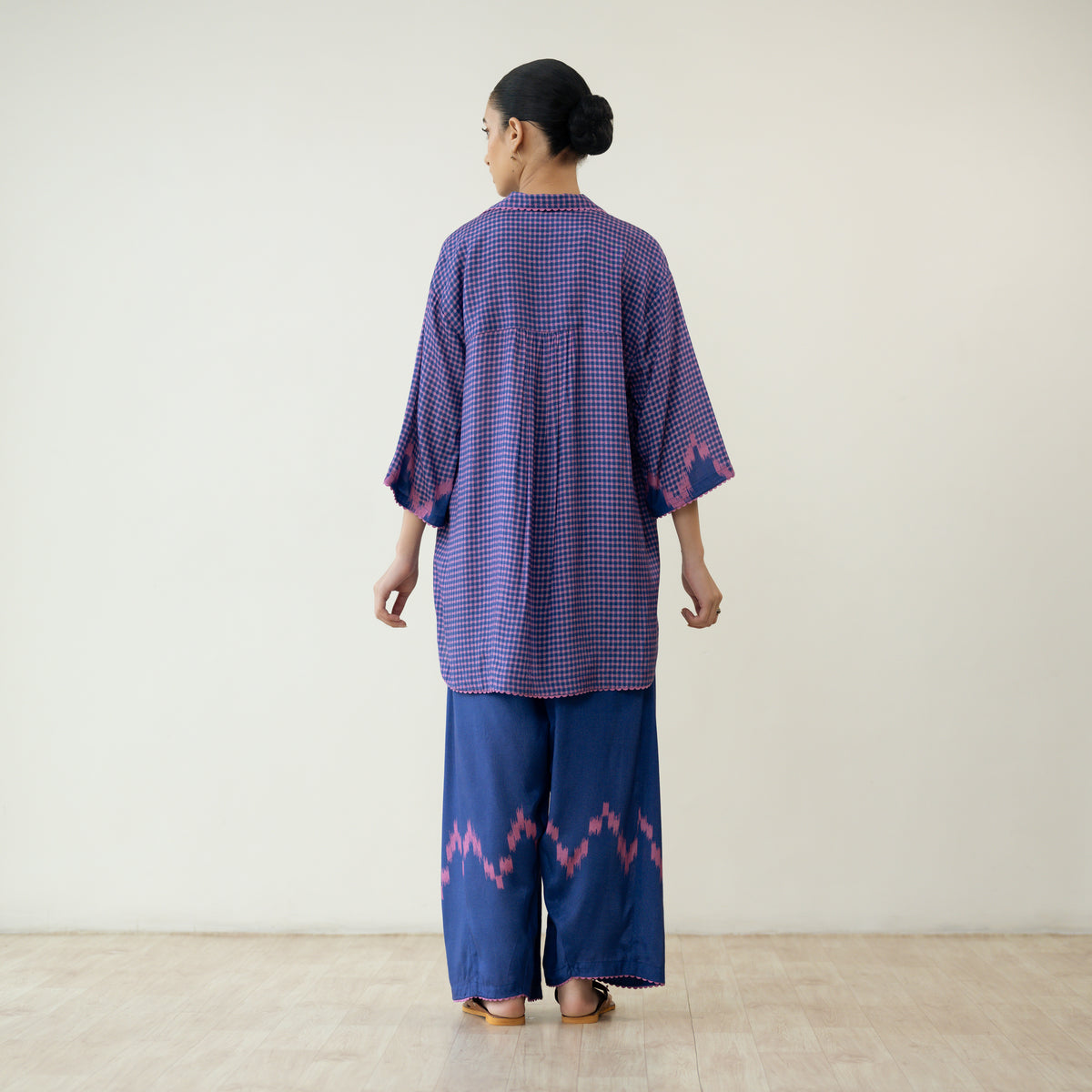Bon Bon Hand Embroidered Elevated Shantoon Coord Set - Indigo & Berry