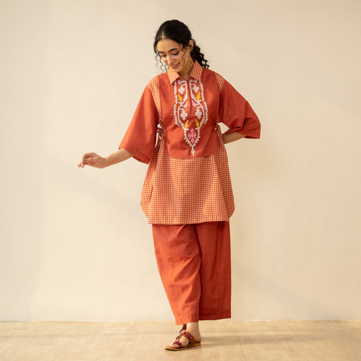 Knot So Basic 3 Piece Cotton Flex Coord Set - Rust