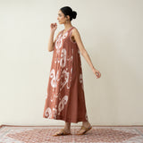 Peppy Paisley Midi Cotton Slub Dress - Mud Brown