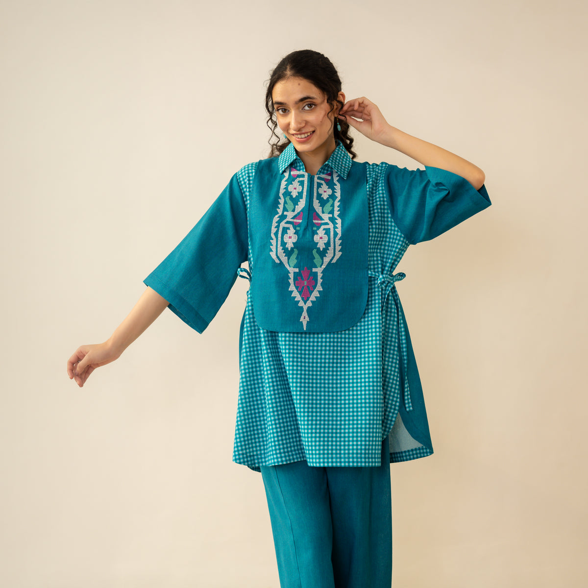 Knot So Basic 3 Piece Cotton Flex Coord Set - Teal
