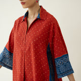 Very Berry Elevated Cotton Slub Coord Set - Red & Indigo