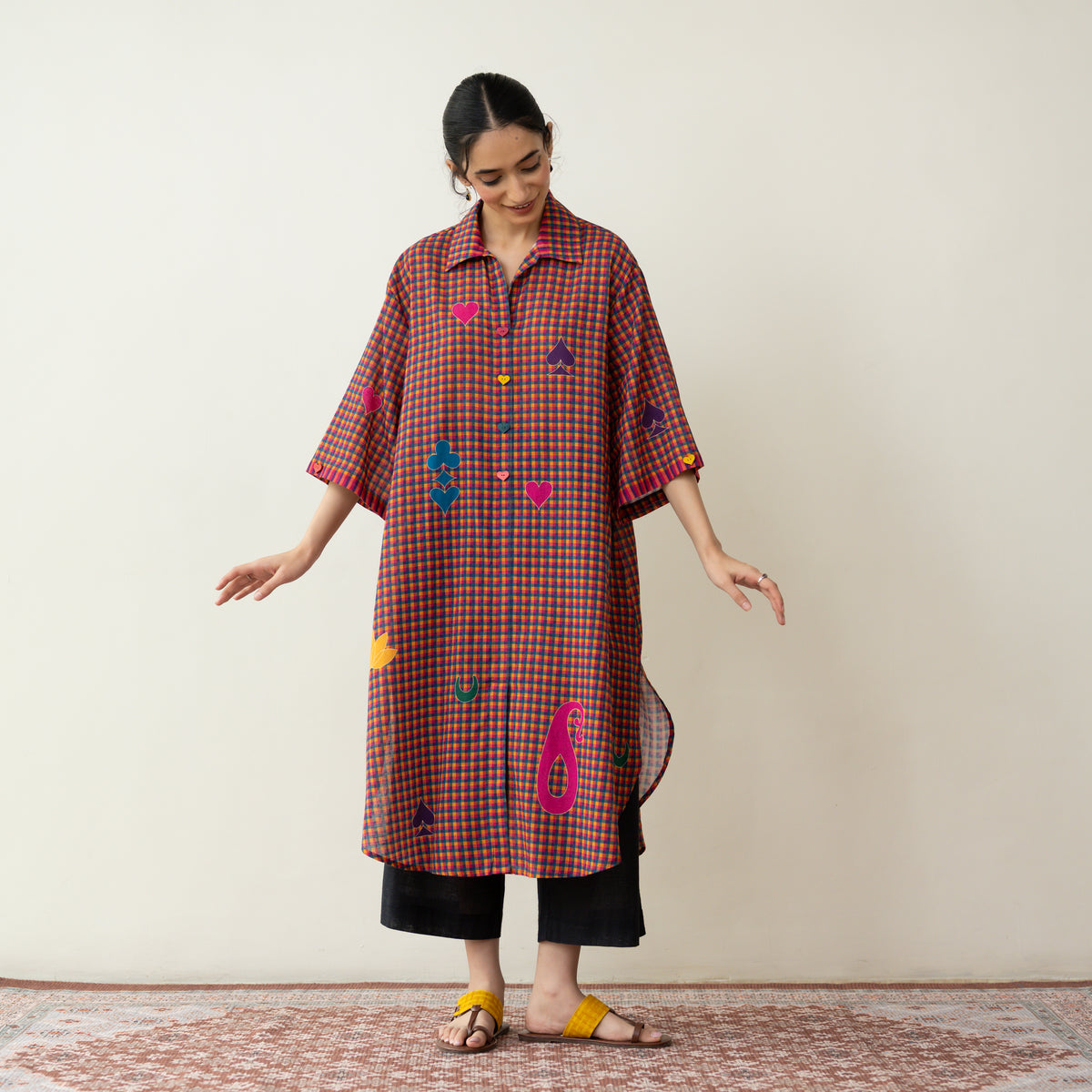 Spade Statement Cotton Slub Kurta - Multicolour