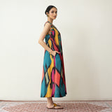 Aura Embroidered Cotton Slub Dress - Multicolour Black