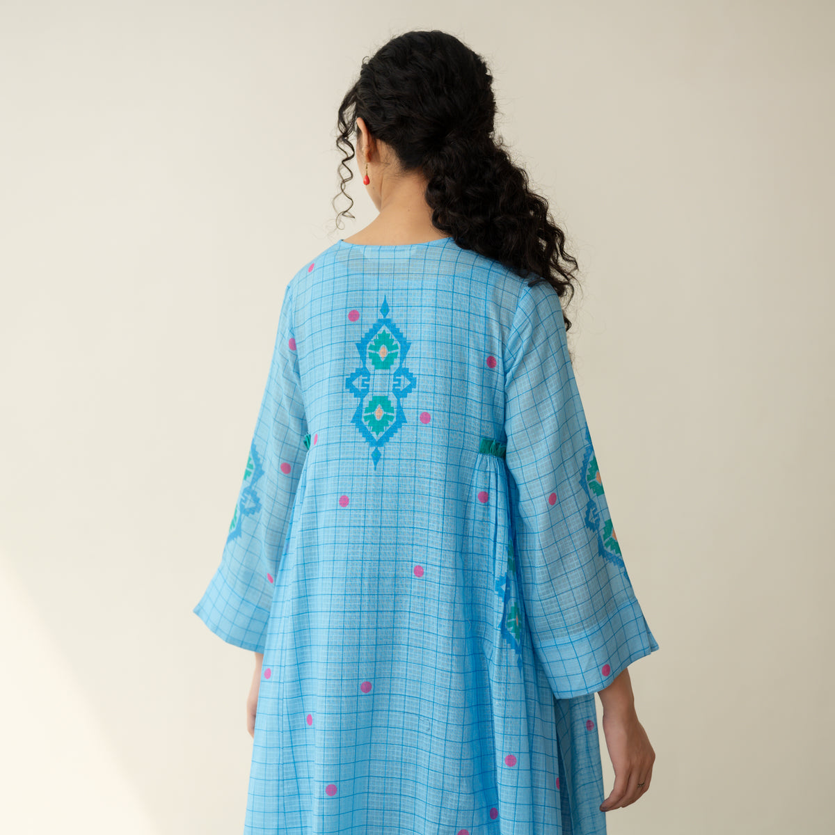 Mogra Kota Doria Kurta Set - Asmani Blue