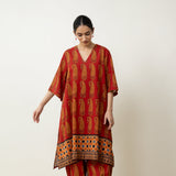 Banno Elevated Cotton Slub Kurta - Brick Red