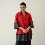 Cherry Pop Elevated Cotton Slub Coord Set - Black & Cherry Red